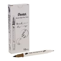 Pentel Brush Sign Pen Twin Tip Raw Umber - Rich Raw Umber Brush Pen for Art and Calligraphy