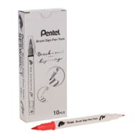 Pentel Brush Sign Pen Twin Tip Coral Pink - Bright Coral Pink Brush Pen for Artistic Detailing