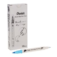 Pentel Brush Sign Pen Twin Tip Baby Blue - Dual-Tip Brush Pen in Baby Blue for Artistic Expression