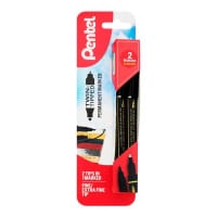 Pentel Card 2 Twin Tipped 0.6/3.5Mm Cd/Dvd Marker - Black - Dual-Tip Markers for CD/DVD Labelling