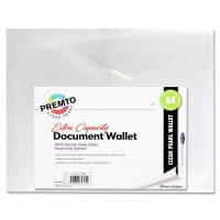 Premto A4 Extra Capacity Button Document Wallet - Clear Pearl - Secure Storage