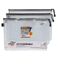 Premto Pack of 3 A4+ Extra Durable Mesh Storage Wallet - Clear Pearl - Premium File Organizer