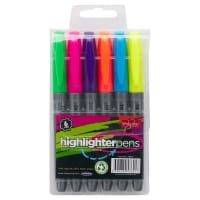 Proscribe Pack of 6 Highlighter Pens - Assorted - Perfect for School & Office Use