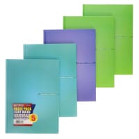 Premier Pack of 5 A4 160Pg Hardcover Notebook 3 Assorted Pastel - Pastel-Coloured A4 Hardcover Notebooks for School & Office