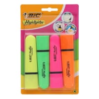 BIC Highlighter Flat Chisel 1.2mm - Pack of 4 Neon Yellow, Green, Pink, Orange