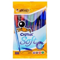 Bic Pack of 10 Cristal Soft Touch Ballpoint Pens - Assorted
