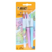 Bic 4 Colour Ballpoint Pen - Unicorn Pastel Card of 3