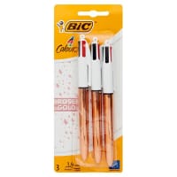 Bic 4 Colour Ballpoint Pens - Rose Gold Card of 3