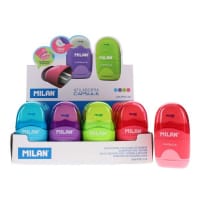 Milan Capsule Single Hole Sharpener & Eraser - 4 Assorted - Essential Sharpener and Eraser Combo for School Supplies