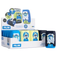 Milan Twin Hole Sharpener & Eraser The Yeti - 3 Assorted - Fun Themed Sharpener and Eraser for Kids