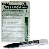 Pentel Wet Erase Chalk Marker Chisel Point - White - White Wet Erase Marker for Office and Classroom Use