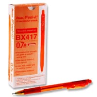 Pentel Feel It BX417 0.7mm Retractable Ballpoint Pen - Orange, Bold Colour
