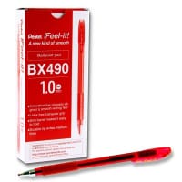 Pentel Feel It BX490 1.0mm Ballpoint Pen - Red, Bright & Bold