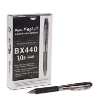 Pentel Feel-It Retractable Ballpoint Pen 1.0Mm Black - Retractable Black Ballpoint Pen for Smooth Writing