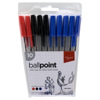 Proscribe Pack of 10 Ballpoint Pens - Assorted - Smooth Writing for Office & School