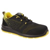 Portwest FT08 Compositelite Wire Lace Safety Trainer Knit S1P Black/Yellow 45