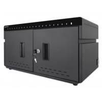 Manhattan Charging Cabinet/Cart via USB-C x20 Devices, Desktop, Power Delivery 18W per port (360W total), Suitable for iPads/other tablets/phones, Bays 264x22x235mm, Device charging cables not included, Silent Ventilation, Lockable (2 keys), EU & UK power