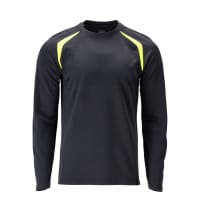 Mascot T-Shirt, Long-Sleeved 21581-327 Accelerate Multisafe Premium, Flame Retardant, Modern Fit Dark Navy/Hi-Vis Yellow 3Xl