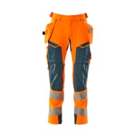 Mascot Trousers With Holster Pockets 19031-711 Accelerate Safe Ultimate Stretch, Water-Repellent, Two-Toned Hi-Vis Orange/Dark Petroleum L35W44.5