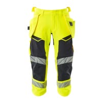Mascot 3/4 Length Trousers With Holster Pockets 19049-711 Accelerate Safe Ultimate Stretch, Water-Repellent, Two-Toned Hi-Vis Yellow/Dark Navy W38.5