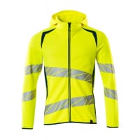 Mascot Hoodie With Zipper 19284-781 Accelerate Safe Premium, Modern Fit, Two-Toned Hi-Vis Yellow/Dark Petroleum 5Xl