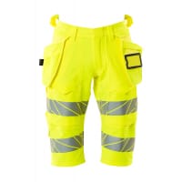 Mascot Shorts, Long, With Holster Pockets 19349-711 Accelerate Safe Ultimate Stretch, Water-Repellent Hi-Vis Yellow W33.5