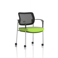 Brunswick Deluxe With Arms Chrome Frame With Castors Mesh Back Bespoke Colour Seat Myrrh Green