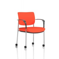 Brunswick Deluxe With Arms Chrome Frame With Castors Bespoke Colour Back And Seat Tabasco Orange