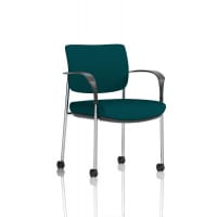 Brunswick Deluxe With Arms Chrome Frame With Castors Bespoke Colour Back And Seat Maringa Teal