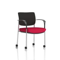 Brunswick Deluxe With Arms Chrome Frame With Castors Black Fabric Back Bespoke Colour Seat Bergamot Cherry
