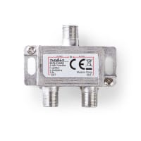 Nedis 5 - 2400 MHz, 6.5 dB, Number of inputs: 1, Number of outputs: 2, Impedance: 75 Ohm, Zinc, Silver