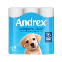 Andrex Complete Clean Toilet Roll 2-Ply 190 Sheets Per Roll (Pack of 9) 04970108