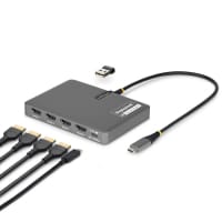 StarTech.com USB-C to Quad-Monitor Workstation Adapter, 4K 60Hz HDMI, 140W PD Passthrough for Laptop Charging, USB Port for Wireless Keyboard / Mouse, TAA