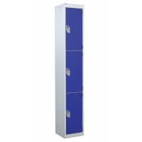 QMP Standard Locker 1800h x 300w x 300d mm Blue 3 door Camlock