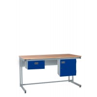 Cantilever Workbench - Beech Top H.840 W.1200 D.750mm - Single Drawer & Storage Cupboard