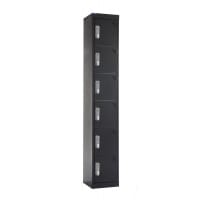 QMP Office Locker 1800h x 300w x 300d mm Black 6 doors digital keypad lock