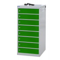 Laptop Charging Locker 1000h x 500w x 500d mm - 8 Tiers, 8 Doors Green Doors