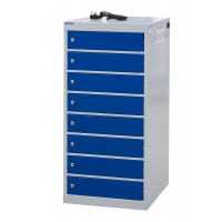 Laptop Charging Locker 1000h x 500w x 500d mm - 8 Tiers, 8 Doors Blue Doors