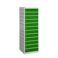 Laptop Charging Locker 1460h x 500w x 500d mm - 12 Tiers, 12 Doors Green Doors