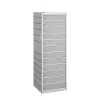 Laptop Charging Locker 1460h x 500w x 500d mm - 12 Tiers, 12 Doors Light Grey Doors