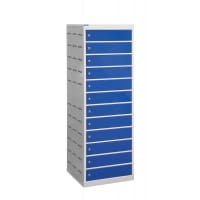 Laptop Charging Locker 1460h x 500w x 500d mm - 12 Tiers, 12 Doors Blue Doors