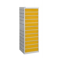 Laptop Charging Locker 1460h x 500w x 500d mm - 12 Tiers, 12 Doors Yellow Doors