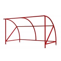 Dudley Cycle Shelter - H.2230 W.4000 D.2150mm Red C/W 5 Loops