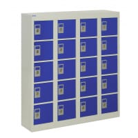 QMP Wall Mounted Personal Effects Locker 940h x 900w x 190d mm Blue doors 20 comp Camlock
