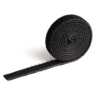 Durable CAVOLINE Hook and Loop Tape Cable Straps Tidy Roll Ties - 1m x 1cm Black