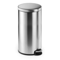 Durable Round Stainless Steel Pedal Bin - 30 Litre - Silver