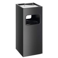 Durable Square Metal Waste Bin with Integrated Sand Ashtray - 17L - Black