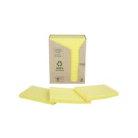 Post-it Recycled Notes 76x127mm 100 Sheets Cardboard Packaging Canary Yellow (Pack of 16) 655-1T