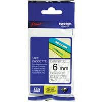Brother P-Touch 6mm Black on Clear TZE111 Labelling Tape