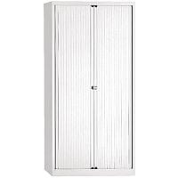 Bisley Chalk Euro Tambour for A4 White Shutter W1000 x H1980 x D430mm 4 Shelves